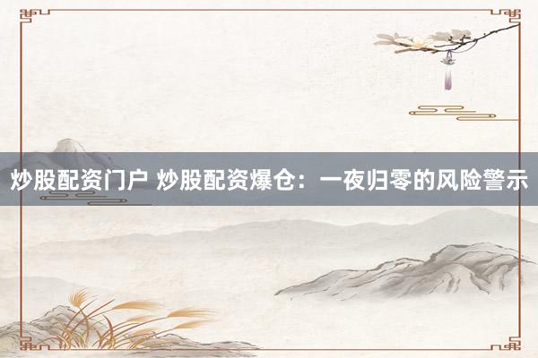 炒股配资门户 炒股配资爆仓：一夜归零的风险警示