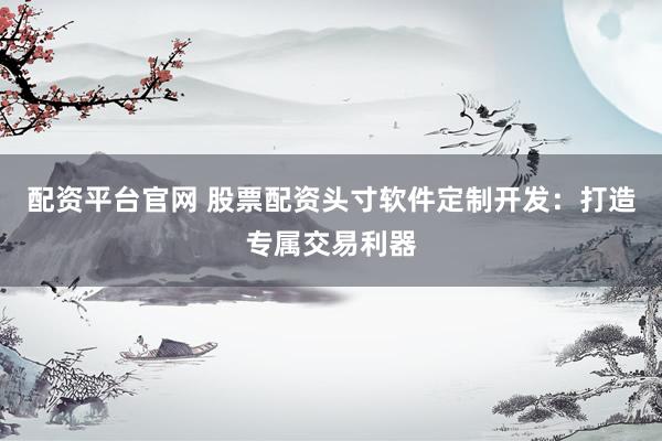 配资平台官网 股票配资头寸软件定制开发：打造专属交易利器