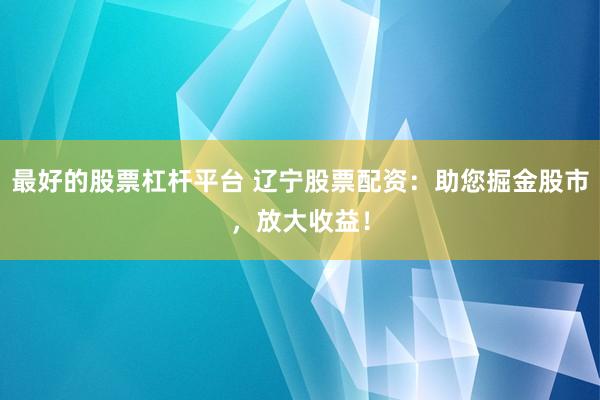最好的股票杠杆平台 辽宁股票配资：助您掘金股市，放大收益！