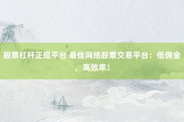 股票杠杆正规平台 最佳网络股票交易平台：低佣金，高效率！