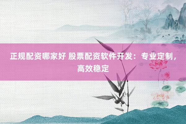 正规配资哪家好 股票配资软件开发:专业定制,高效稳定