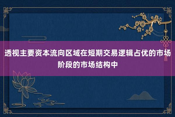 透视主要资本流向区域在短期交易逻辑占优的市场阶段的市场结构中
