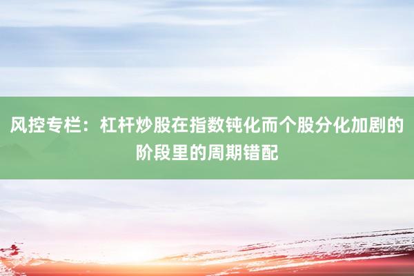 风控专栏：杠杆炒股在指数钝化而个股分化加剧的阶段里的周期错配